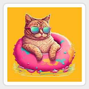 Cool Chonk at the Pool Party Magnet